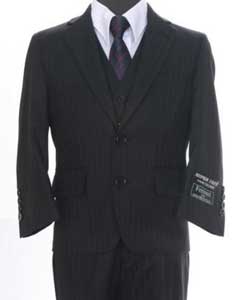  Boys Formal 3 piece 2 Buttoned Suit Black 