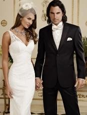  Mens Black Fitted Slim Fitc Cut Fitted Two Button Peak Tuxedo 