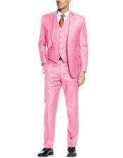  Mens Light ~ Baby Pink Suit - Slim Fit Cut