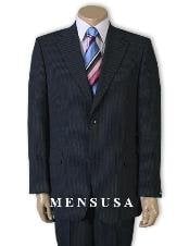  Mens 2 Button Dark Navy Blue Suit For Men Pinstripe Super 120s