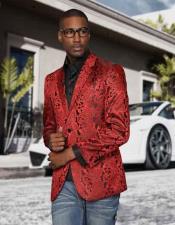  Mens Red Paisley Colorful Prom Entertainer Blazer