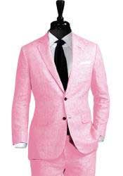  Alberto Nardoni Linen 2 Button Pink Vested 3 Pieces Summer Linen Wedding/Groom/Groomsmen