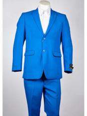  Two Button Mens BlueSlim Fit Suit