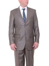  Mens 2 Button Big & Tall Taupe Classic Fit Side Vents Textured