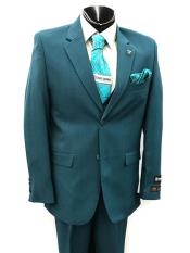  Mens Two Button Teal Suit