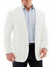  Mens Linen Cotton 2 Button White Long Sleeves Sport Coat Blazer