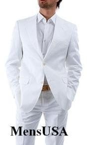   Elegant Two Button  Side Vented Snow White Suits For Men