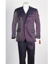  Mens 2 Button Vested Wine ~ Burgundy~Purple Fashion Burgundy Suit  with