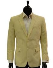  Mens Two Button Yellow White Classic Seersucker Sear sucker suit Trending Formal