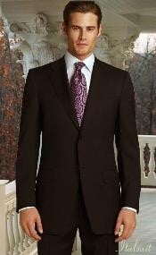  Classic 2pc 2 Button Brown Super 150s Suit With Hand Pick Stitch