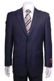  Navy Blue Suit For Men Shadow Stripe ~ Pinstripe Modern Fit 2