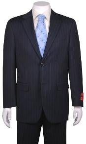  Navy Blue Suit For Men Stripe ~ Pinstripe Modern Fit 2 Button