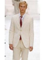  Mens Suits For Men 2-Button Ivory Off White Jacket and Pants