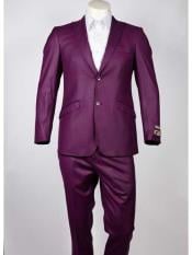  Mens Slim Fit Peak Lapel  2 Button  Purple Suit