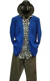   Alberto Nardoni Brand Mens 2 Buttons Linen Cobalt Royal Blue Blazer