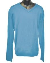  Mens Pigment Blue V Neck Long Slevee Sweater set Available in Mens