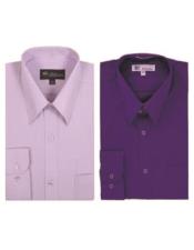  Plain Solid Color Traditional PurpleMens Dress Shirt