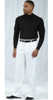 SKU#SS-R107 Pacelli White Pleated Baggy Fit Dress Pants