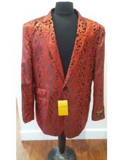  Red Buttons Closure Floral Paisley Jacket