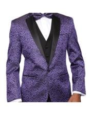  Purple Paisley-200VP  Two Toned Paisley Blazer or Tuxedo Suit + Pants