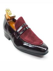  Mens Fashionable Leather Stylish Dress Loafer Burgundy Dress Shoe