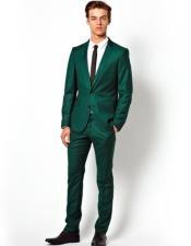  Mens Two Button Green Suit