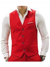  Mens Red Waistcoat Tuxedo Wedding Mens Vest