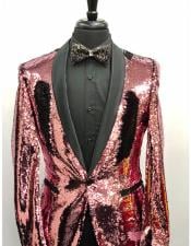  Rose Gold Tuxedo Sequin Shiny Flashy Stage ~ Prom Fancy Pinkish Blazer