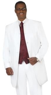 Single Breasted Collarless Groom Wedding White Blazer For Mens 