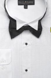 SKU#EF123 Men's Wing Tip Tuxedo Shirt with Bow Tie