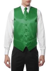  Mens Green 4PC Big and Tall Dress Tuxedo Wedding Vest 