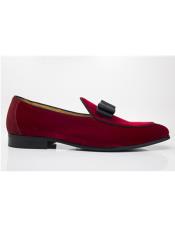 KCT Menswear's  Red Velvet Prom Shoes with Red Pyramid Spikes