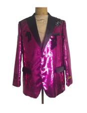  Mens One Button  Hot Pink ~ Fuchsia Sequin Blazer - Sequin