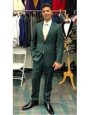  Mens Green Two Button  Flap Front Pockets Suit