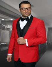  Encore Red 1-Button Shawl Tuxedo - Red Tuxedo