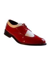  Mens Two Tone Shoes Red and White Slip on - Stylish Dress