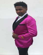  Mens Peak Label Pink and Black Suit