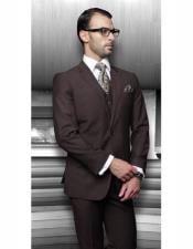  Mens Solid Brown Athletic Cut Classic Suits