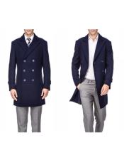  Mens Double Breasted Navy Front Button Mens Carcoat - Car Coat Mid