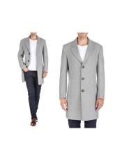  Mens Light Grey Mens Carcoat - Car Coat Mid Length Three quarter