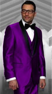  Dark Purple Tuxedo Shawl Collar Jacket