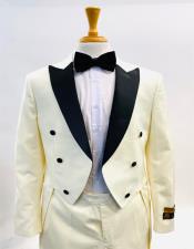  1920s Mens Fashion Tailcoat Tuxedo Morning Suit Tux Color Wool Fabric Ivory