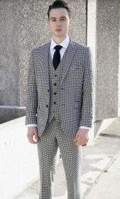  Black And White Checkered Suit - Gray Checkered Texture Houndstooth Suit Black