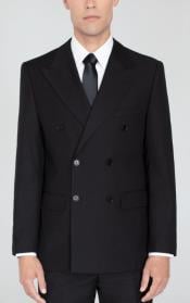  Mens Black Double Breasted Suit Wide Label Suit