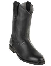  Mens Pull On Roper Boots With Leather Sole Black Deerskin Boots -