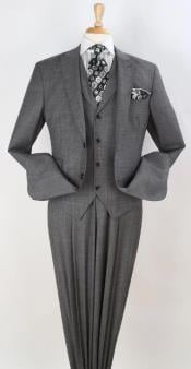  Mens Suit - Classic Fit Suit - Pleated Pants - Peak Lapel