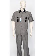  Zacchi Mens Wide Leg 2 Piece Walking Suit - Strap Pockets