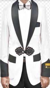  White Dinner Jacket - White Tuxedo Jacket With Matching Bowtie