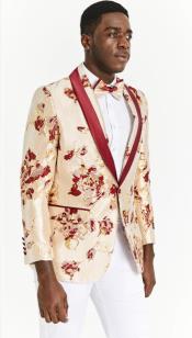  Style#-Mens One Button Ivory and Burgundy