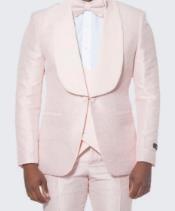  Mens Pink Tuxedo With Floral Textured Pattern Large Shawl Lapel